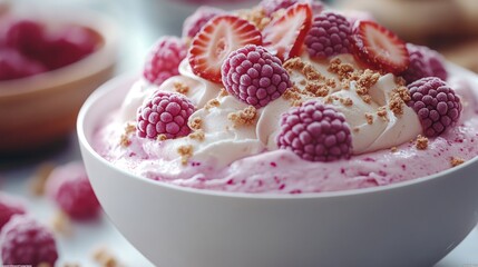 Creamy Raspberry Dessert, Strawberries, Crumble, Kitchen