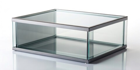 Obraz premium Showcase your treasures in this elegant gray glass box. Modern square design, ideal luxury gift packaging.