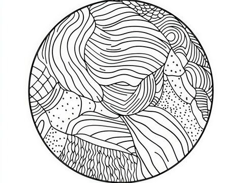 black and white abstract zentangle pattern illustration