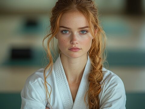 Respectful Martial Bows in Traditional Dojo with Soft Lighting