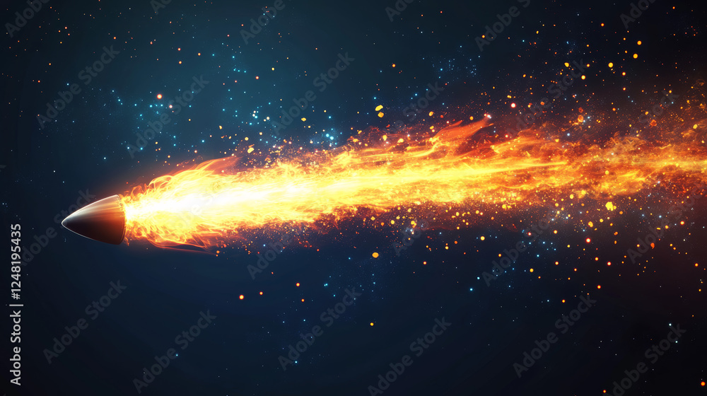 Aufkleber meteor or comet space trail fire light vector effect. 3d isolated realistic meteorite flame speed gl