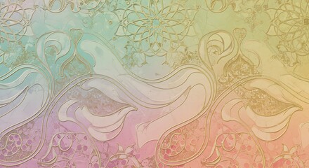 Obraz premium Pastel Floral Pattern Background with Gold Embellishments