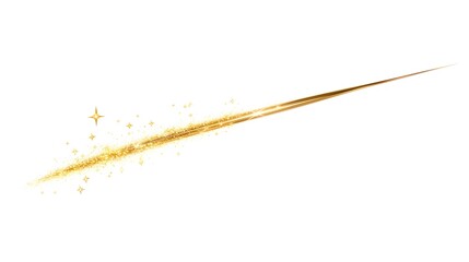 Brilliant golden shooting star with a mesmerizing shimmering celestial trail isolated on a bright clean white background  This captivating cosmic image conveys a sense of wonder magic