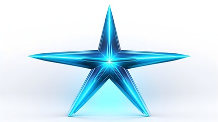 Obraz premium Captivating image of a glowing blue neon star casting soft luminous illumination on a pure white background creating a striking and modern visual effect with a futuristic cosmic atmosphere