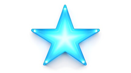 Fototapeta premium Mesmerizing glowing neon blue star casting soft ethereal illumination on a pure pristine white background Captivating celestial orb with an alluring halo of light