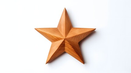 Obraz premium Rustic Textured Wooden Five Pointed Star Placed on a Clean White Background Surface for Holiday Winter or Christmas Concept