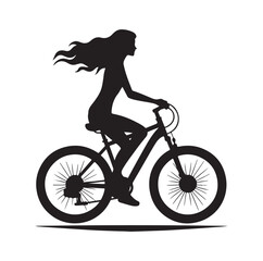 Woman on a bicycle silhouette vector illustration
