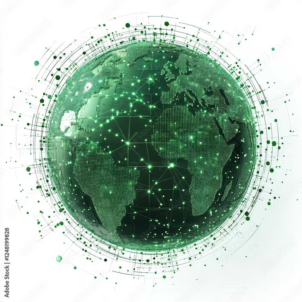 Poster visualizing global connectivity an innovative digital globe and data flow environment