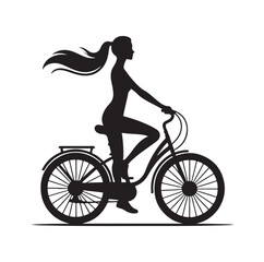 Woman on a bicycle silhouette vector illustration