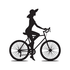 Obraz premium Woman on a bicycle silhouette vector illustration