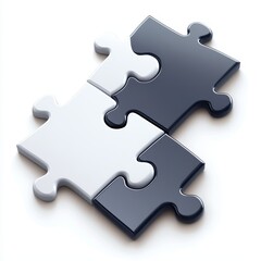 Obraz premium Top-down view of collaborative minimalist design puzzle pieces in a creative digital workspace