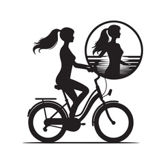Fototapeta premium Woman on a bicycle silhouette vector illustration