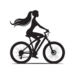 Woman on a bicycle silhouette vector illustration