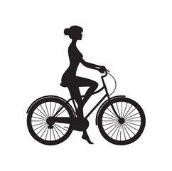 Woman on a bicycle silhouette vector illustration