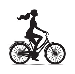 Woman on a bicycle silhouette vector illustration
