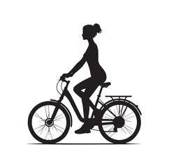 Woman on a bicycle silhouette vector illustration