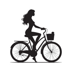 Woman on a bicycle silhouette vector illustration