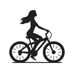 Woman on a bicycle silhouette vector illustration