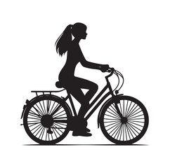 Woman on a bicycle silhouette vector illustration
