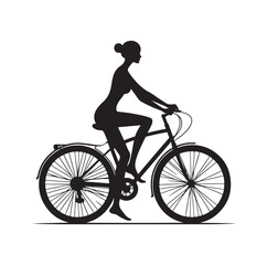 Woman on a bicycle silhouette vector illustration