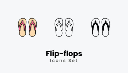 Flip-flops Icons thin line and glyph vector icon stock illustration