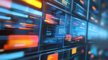 Futuristic data interface visualization for technological advancement