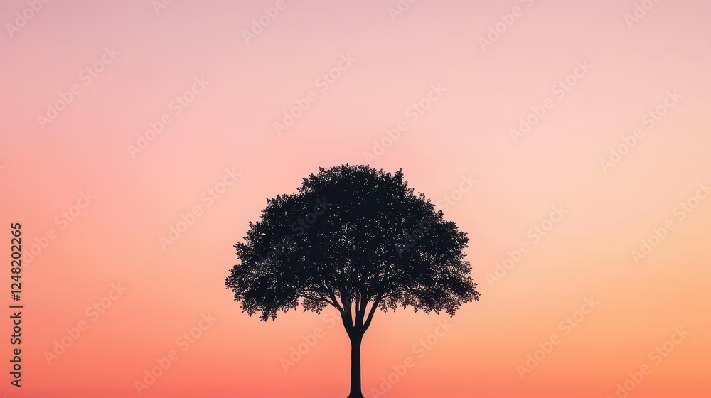 Aufkleber a solitary tree stands against a gradient sunset, creating a serene and peaceful atmosphere with war
