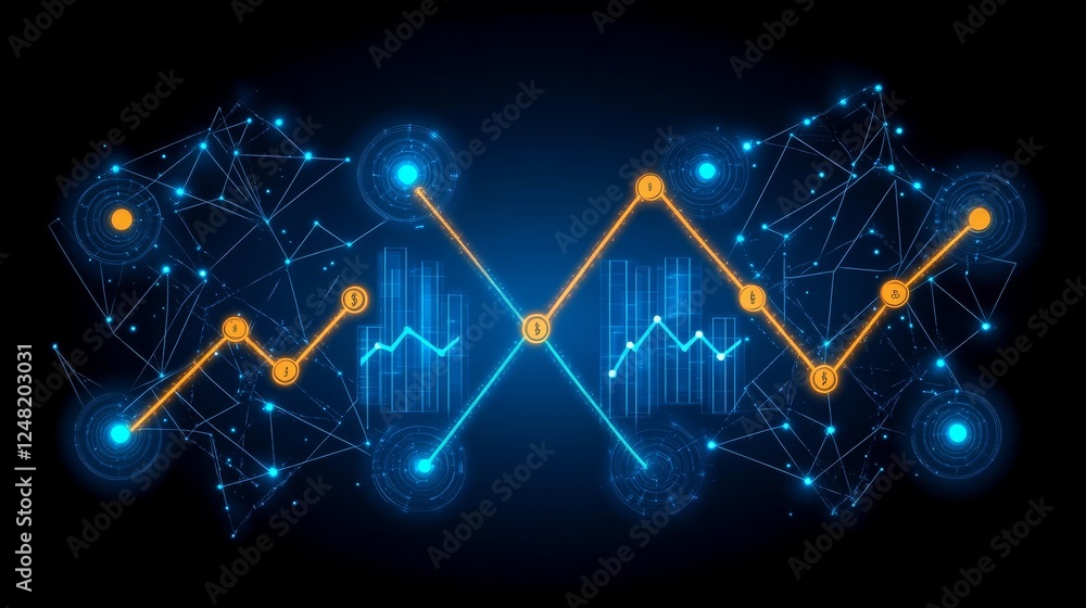 Poster abstract digital data network growth visualization futuristic technology innovation concept