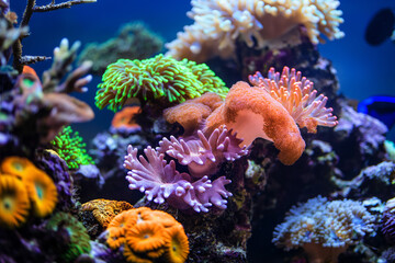 Obraz premium Colorful Tropical Coral Reef Underwater World. Generative AI