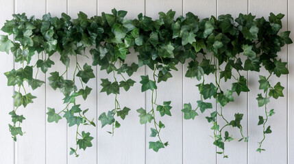 Realistic set of ivy vines hanging on wall png isolated on transparent background. Vector illustration of Hedera plant with green leaves, home interior, garden landscaping or floral design element