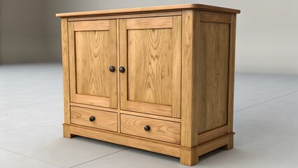 Minimalist Light Brown Wooden Cabinet with Simple Design V2