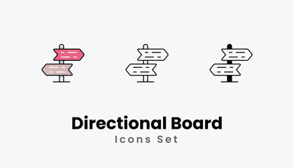 Directional Board Icons thin line and glyph vector icon stock illustration