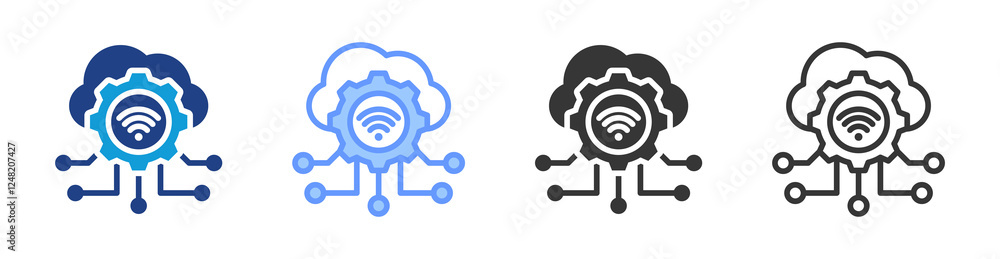 Poster Iot Integration icon set multiple style collection