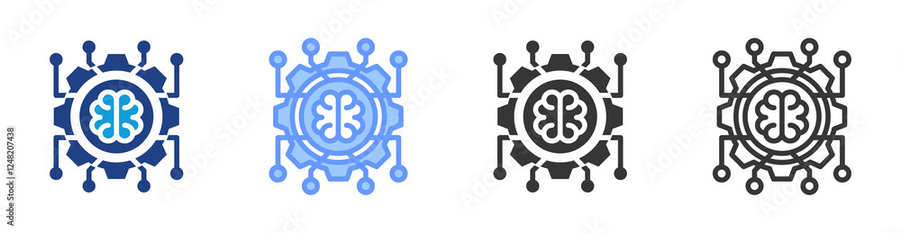 Poster Machine Learning icon set multiple style collection