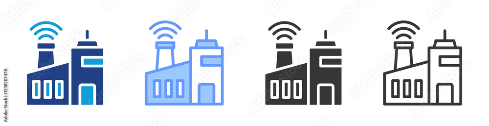 Poster smart manufacturing icon set multiple style collection