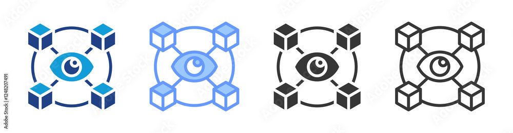 Aufkleber supply chain transparency icon set multiple style collection