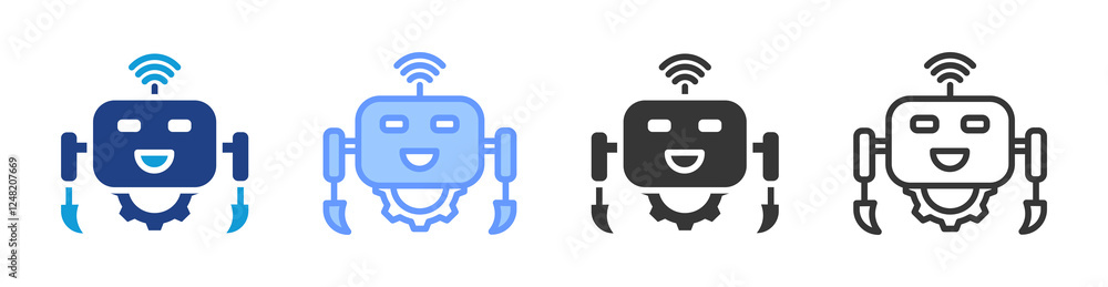 Poster Robotic Automation icon set multiple style collection