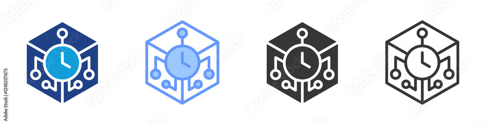 Poster Just In Time icon set multiple style collection