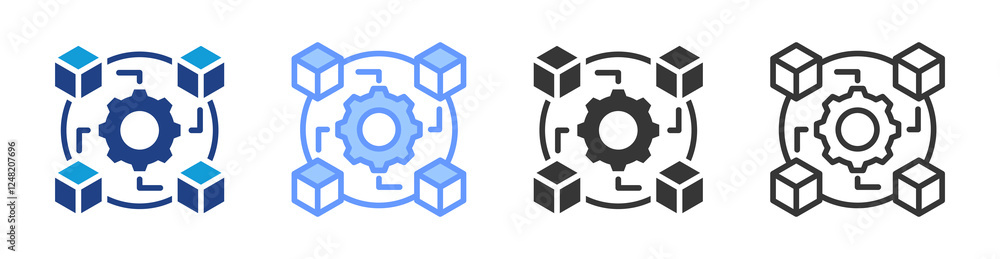 Aufkleber System Interoperability icon set multiple style collection