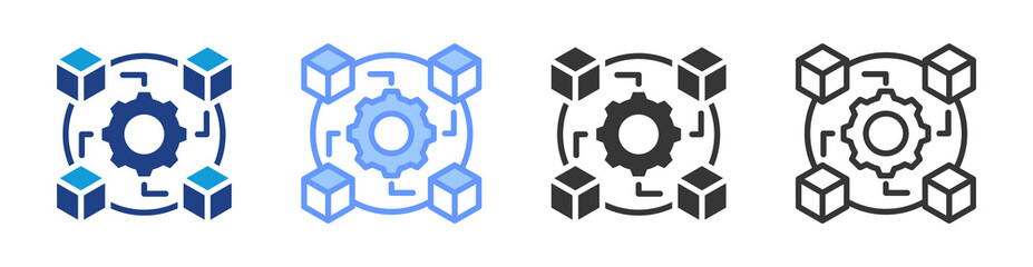 Obraz premium System Interoperability icon set multiple style collection