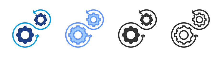Process Alignment icon set multiple style collection