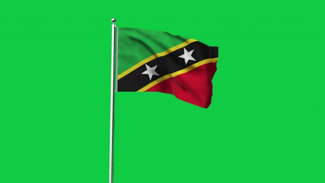 High detailed flag of Saint Kitts and Nevis. National Saint Kitts and Nevis flag. North America. 3D Render.