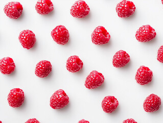 Raspberries on white background