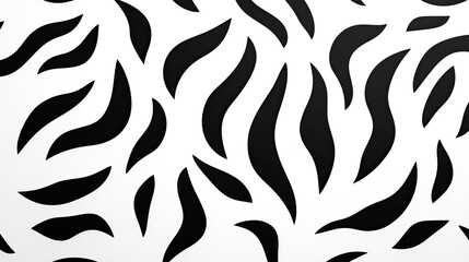 Abstract design featuring flowing black shapes on a white background, suitable for modern art
