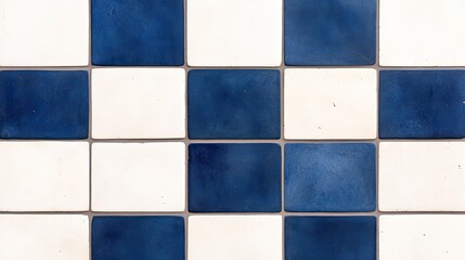 Blue and white tiled pattern showcasing a geometric arrangement for interior design use