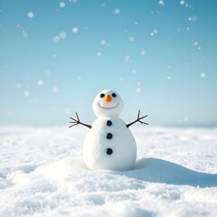 Obraz premium Un pequeño muñeco de nieve hecho en la nieve.