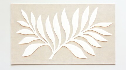 Elegant white leaf design on textured beige background, ideal for modern decor or crafts