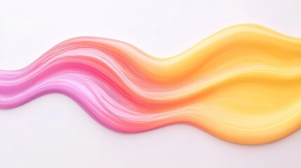 Colorful flowing abstract paint waves in vibrant pink, orange, and yellow on a white background