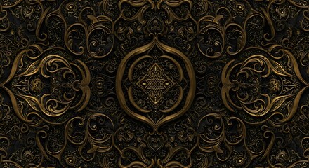 Ornate Gold Baroque Pattern Background Texture