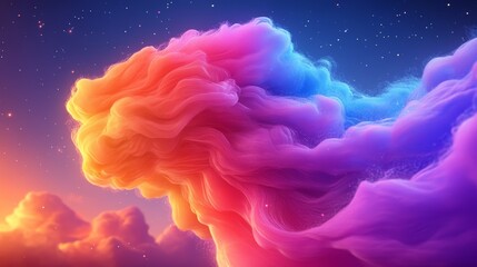 Fototapeta premium Dreamy celestial clouds blend vibrant colors against a starlit expanse creating a surreal and captivating skyscape filled with ethereal beauty